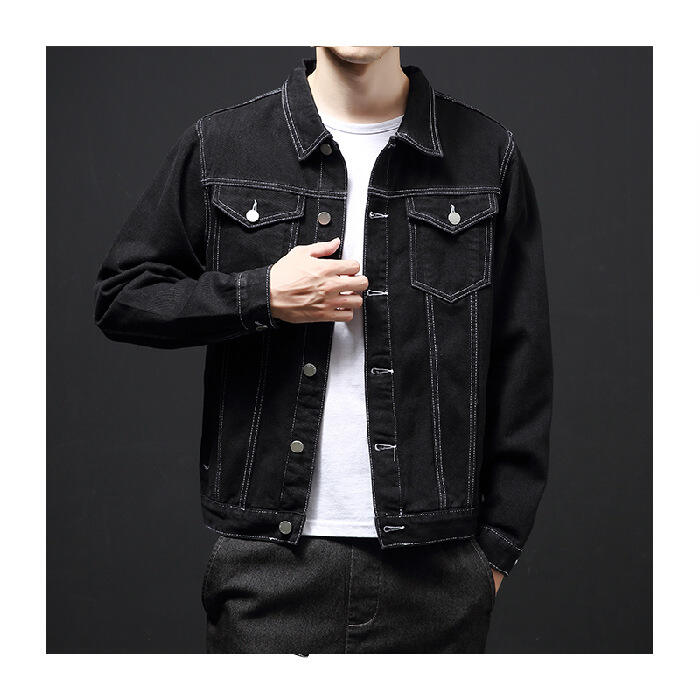 High Quality Cotton Denim Jacket Custom Men'S Long Sleeve Jacket Plus Size University Jeans Denim Jacket Coats For Man factory