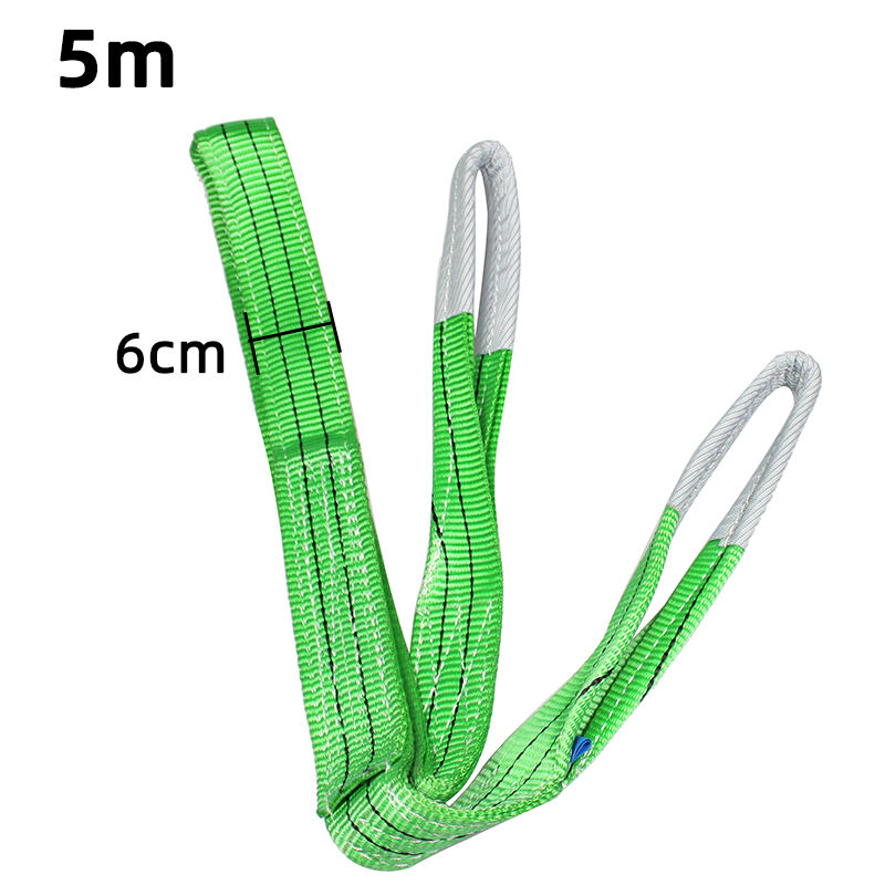 European Standard 2 Ton 6cmX5m Green Eye and Eye Polyester Lift Flat Web Sling details