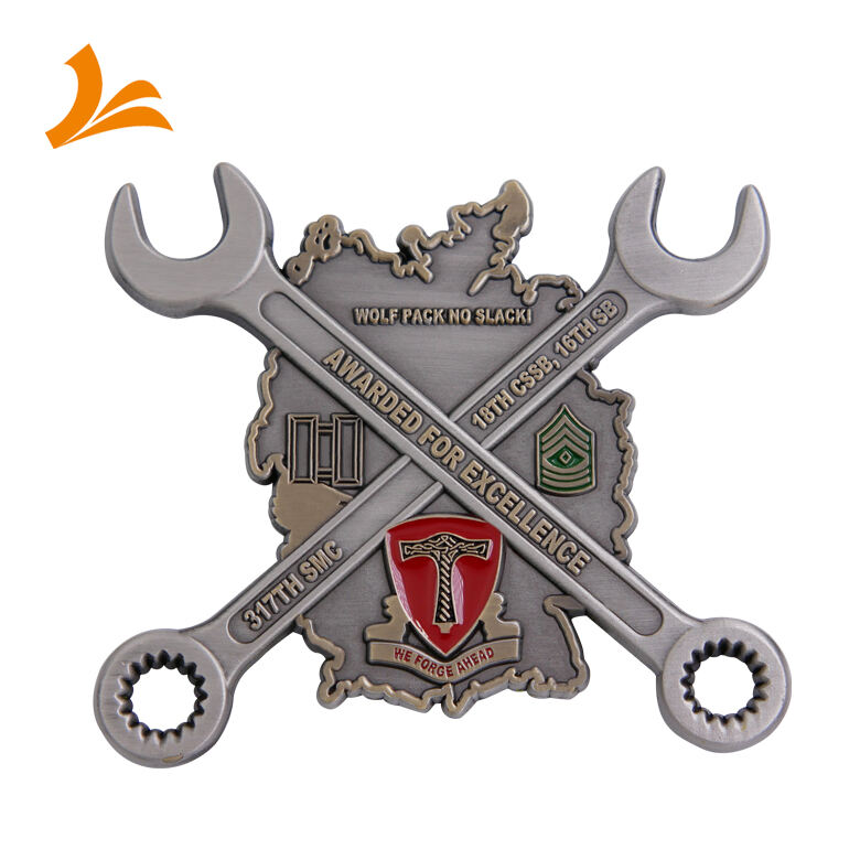 Custom Werewolf Spanner High Quality Zinc Alloy Metal Irregular Shape 3D Coin Double Antique Plated Coin details