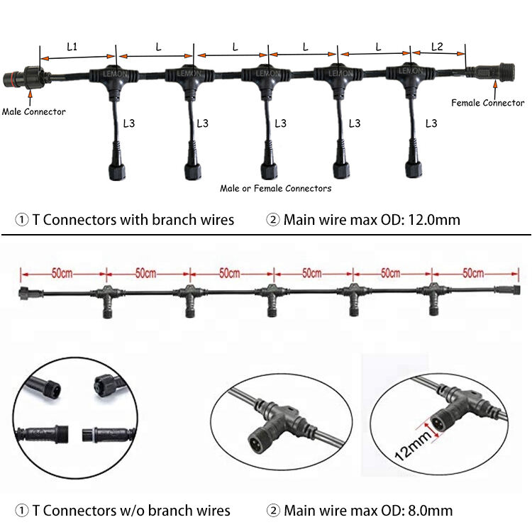 2 3 4 5 6 pin Electric Wire Cable M12 M14 M15 M16 Waterproof Connector IP68 details