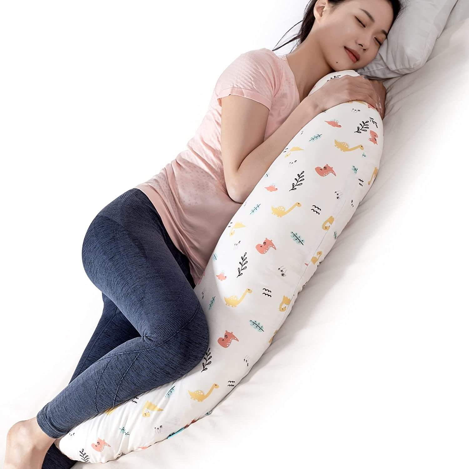 100% Cotton Pregnancy Pillow for Sleeping Maternity Breastfeeding Pillow Multifunctional Full Body Pillow manufacture