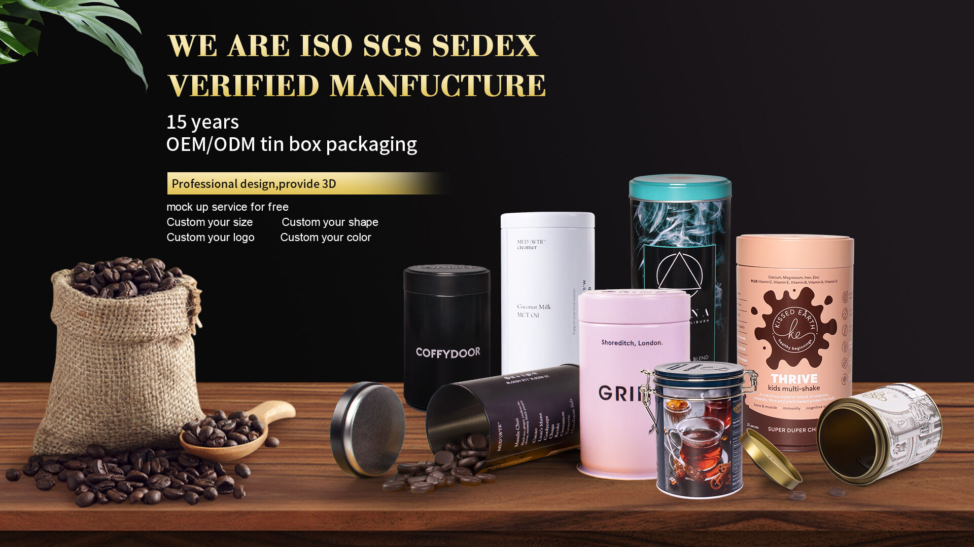 Custom printed luxury food grade coffee bean tin box airtight coffee tea tins canister degassing valve seal round coffee can tin manufacture