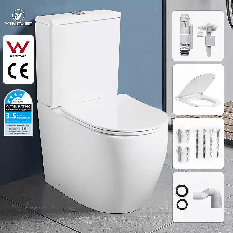 Watermark Inodoro Fashion Rimless Washdown Ceramic Water Closet Commode Two-piece Round Toilet