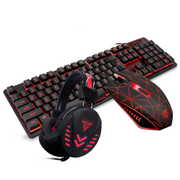 2021 Best Colorful LED lighting backlit Wired Gamer Gaming Keyboard Mouse Headphone set 3 in 1 Combo for Laptop Computer factory