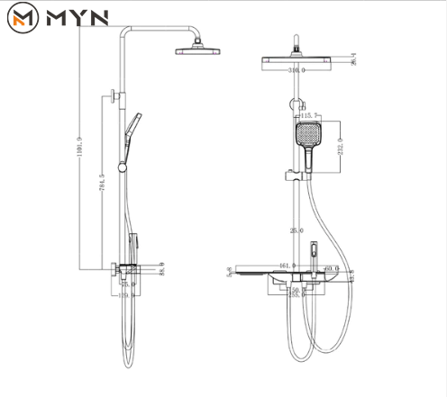 China smart exposed rain rainfall bathroom thermostatic control complete brass shower head faucet mixer tap system details