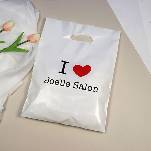 OEM Custom Design Logo Printed Shopping Packaging Rose Red Plastic Bags Plastic Die Cut Bag For Clothes Cosmetic factory