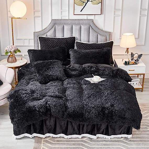 Plush down comforter set Luxury ultra soft down comforter set Fluffy plush bedding factory