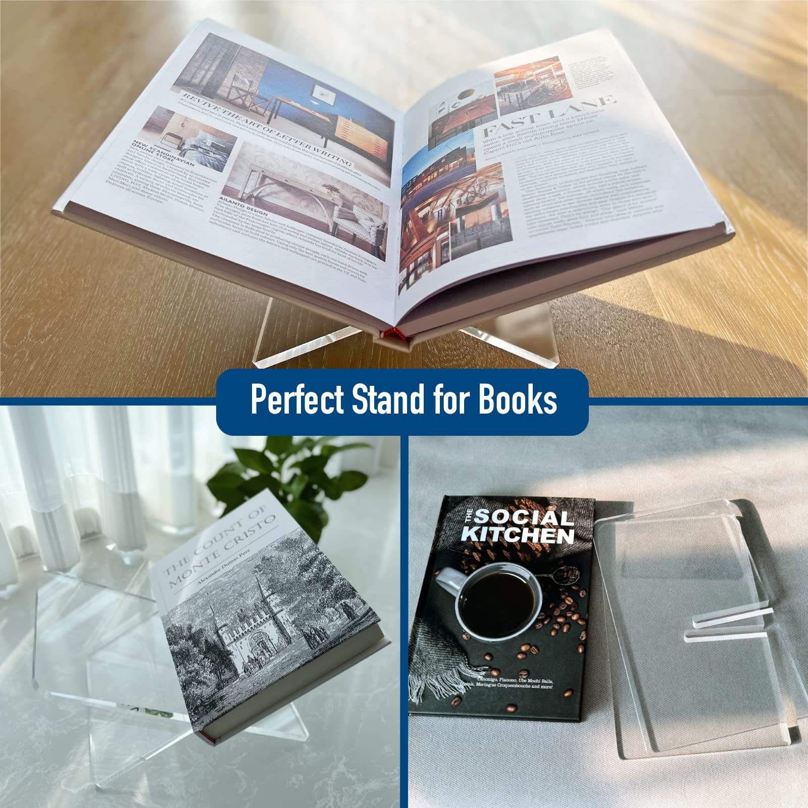 Creative Acrylic Transparent Book Stand Reading Bookcases Homework Magazines Acrylic Book Shelf Acrylic Book Holder Display Rack factory