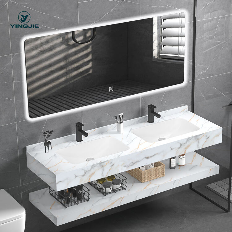 sintered stone natural stone modern double sink ceramic bathroom wash basin manufacture