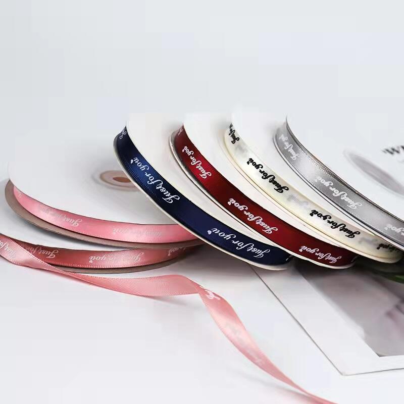 Custom Printed Logo 25mm Single Faced 100% Polyester Satin Ribbon for Gift Wrapping supplier