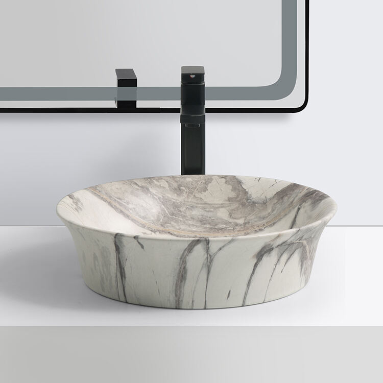 modern Customized sink new design handmade  above mount marble top basin factory