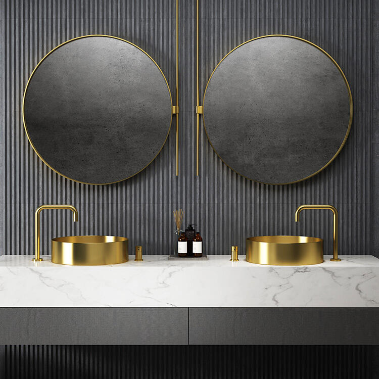 Gold Bathroom Sink Stainless Steel Bathroom Sinks Above counter Art Basin for Bathroom Hotel factory