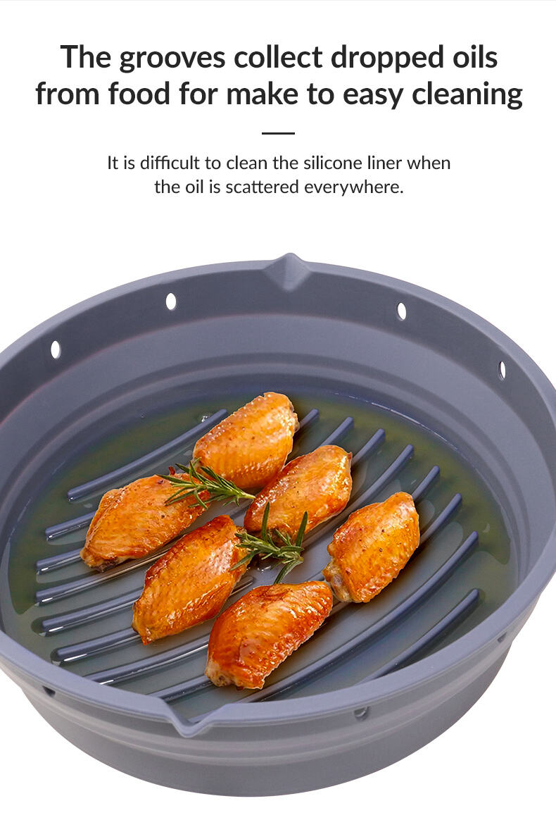 8.5 Inch Microwave Oven Safe Collapsible Airfryer Liner Silicone Pot details