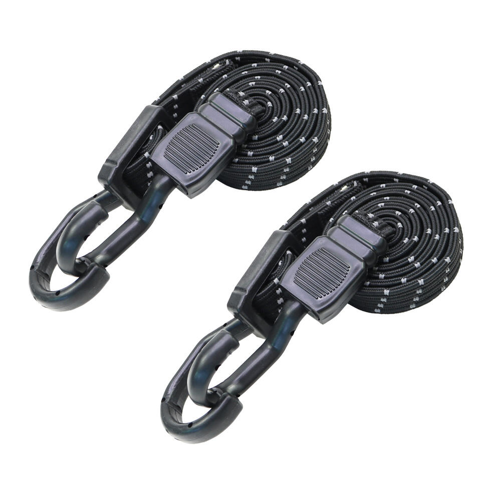 2pk rubber latex elastic black flat bungee cord with hooks supplier