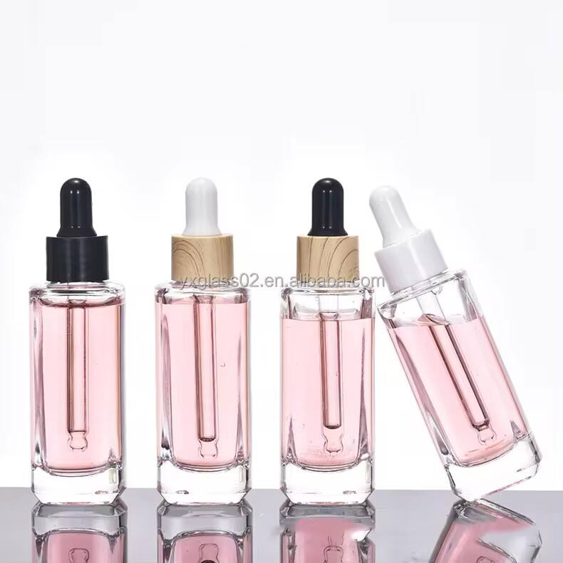 Custom 15ml30ml50ml glass bottle Serum glass Dropper Bottle skincare cosmetic Square dropper glass packaging details