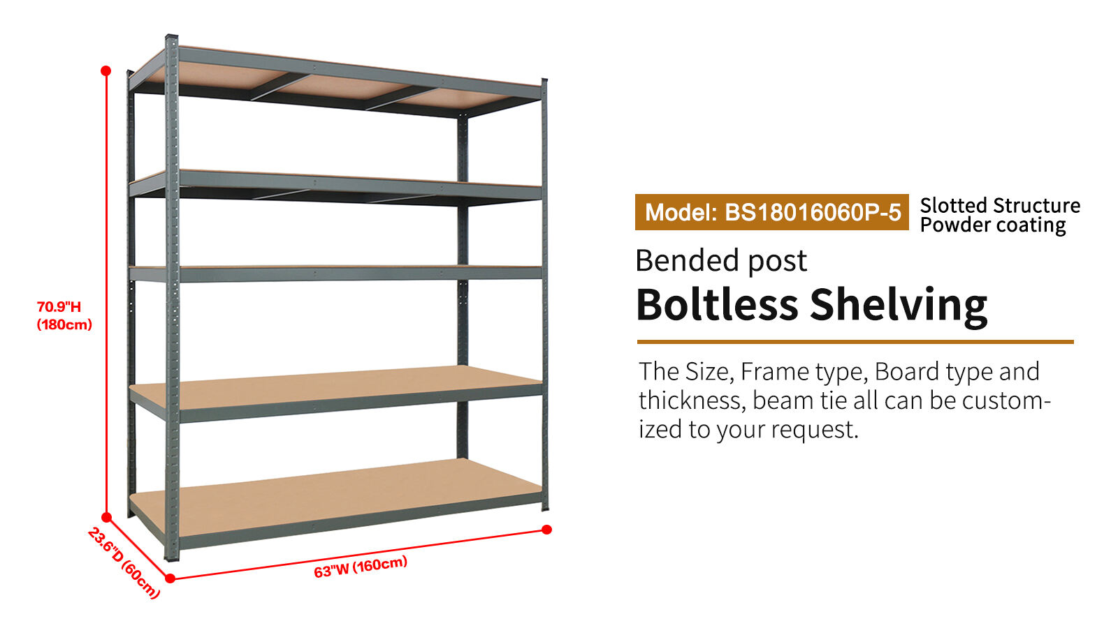 Adjustable Boltless Shelves, Utility Steel Shelving, Garage Storage Rack, for Warehouse Pantry Closet Kitchen, with 5 Tier Metal Frame supplier