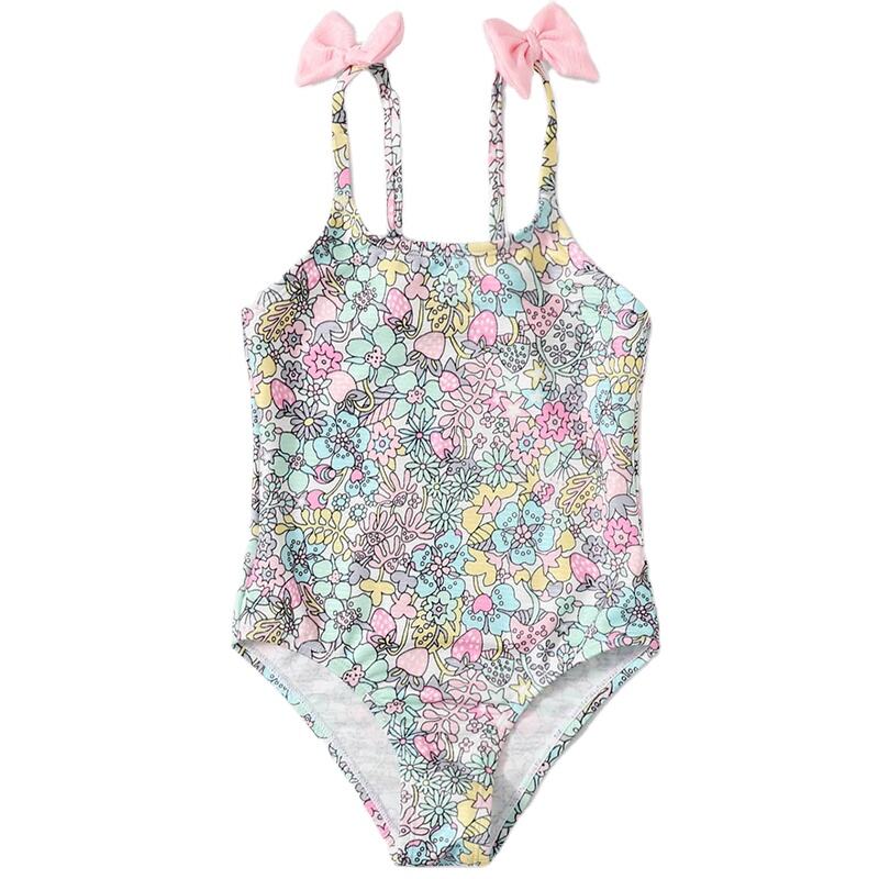 Sporty One Piece Recycled Bathing Suit Toddler Floral Geometric Print 50+ UV Solid Kids Girl Swimsuit Swimwear Kids manufacture