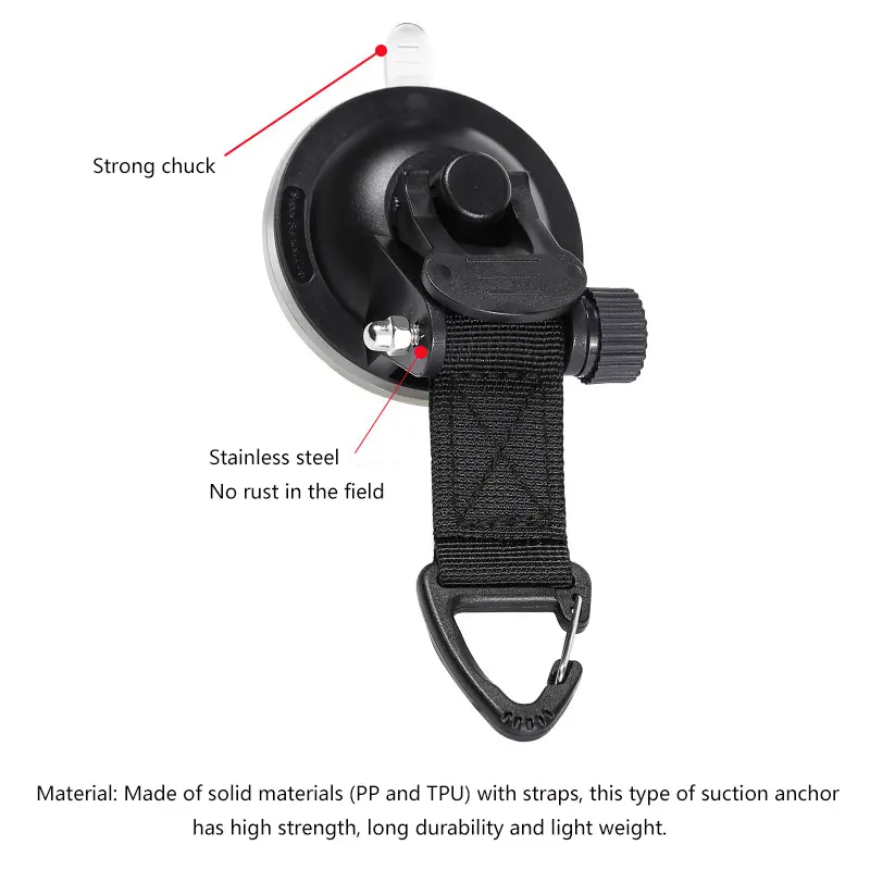 Reusable Outdoor strong suction cup hook car tent fixing hook car window anchor securing hook manufacture