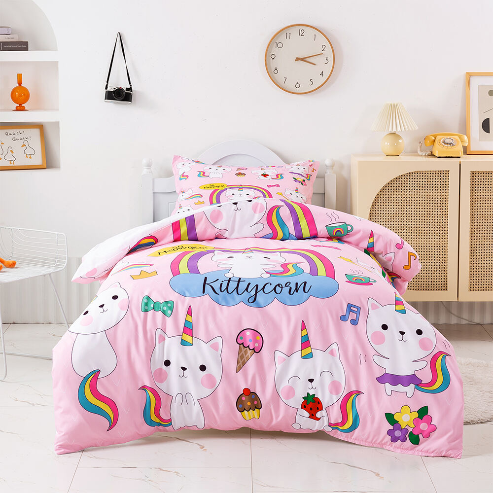 Kids 3d print cartoon custom bedding set girl bed set luxury for children factory