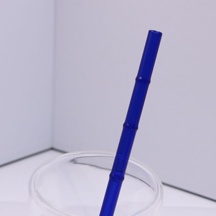 8mm Coloured Borosilicate Bamboo Design Glass Straw factory