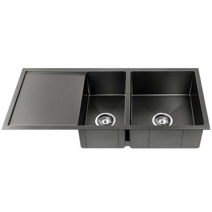 Black Color Long Workstation Sink Kitchen Stainless Steel Under mounted  Large Double  Bowl With Kitchen Faucet factory