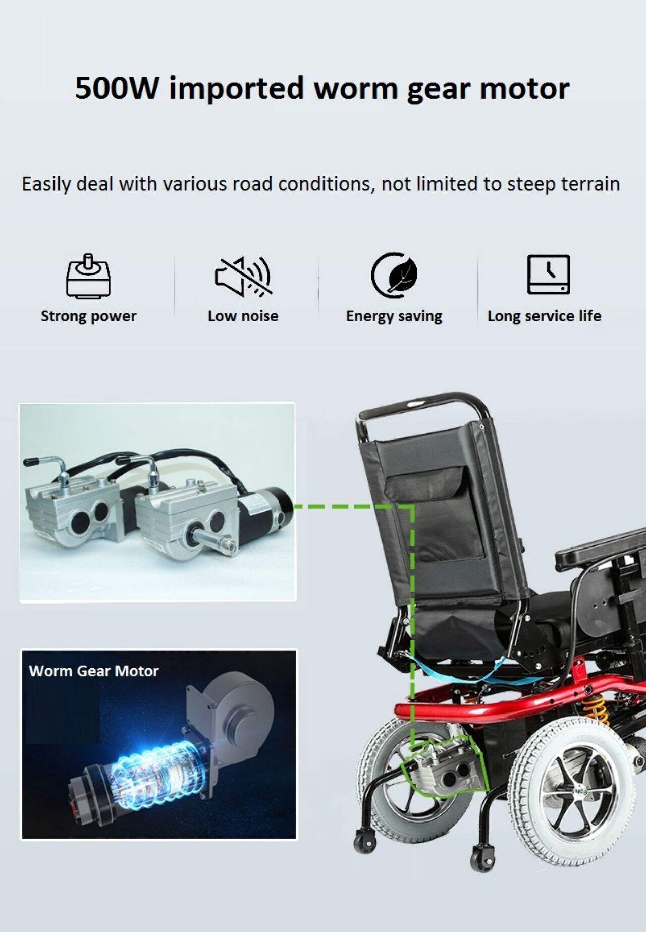 KSM-510 Best Selling Off Road Powerful Heavy Duty Comfortable Electric Wheelchair all terrain heavy duty power wheelchair supplier