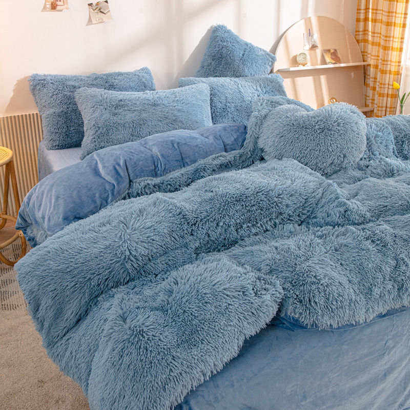 Hot Selling Custom Fluffy Plush Luxury Faux Fur Velvet Shaggy Queen King Size Duvet Cover Bedding Set supplier