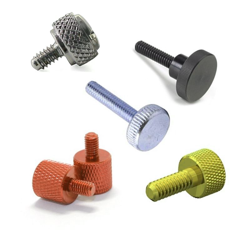 High precision stainless steel bronze brass knurled screw custom round anodized aluminum knurled thumb screw factory