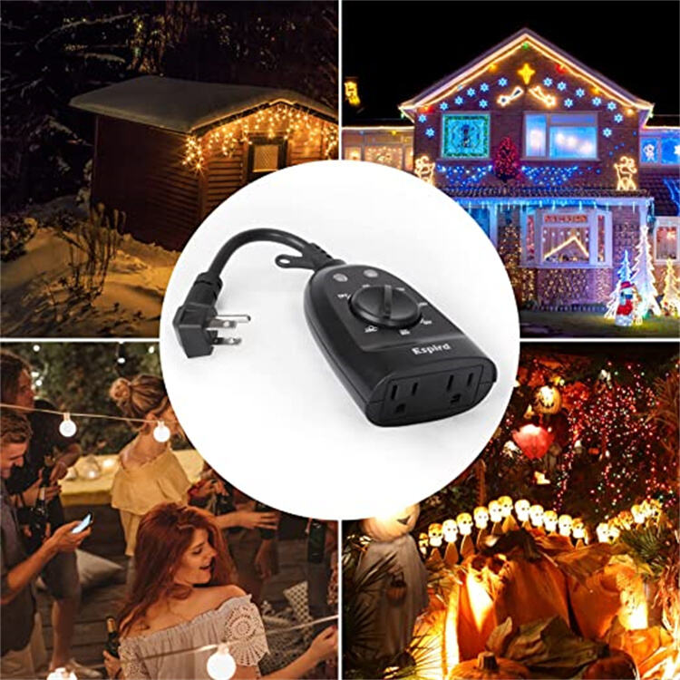 24-Hour Outdoor Black Lighting Accessory with 3 Grounded Outlets and 125V Photosensitive Countdown Sensor Timer supplier