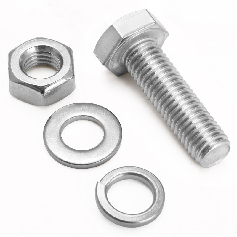 Available 304 Stainless Steel Metric M3 M4  M5 M6 M8 M10 M12 Outer Hex Head Bolt And Washer And Nut Set factory