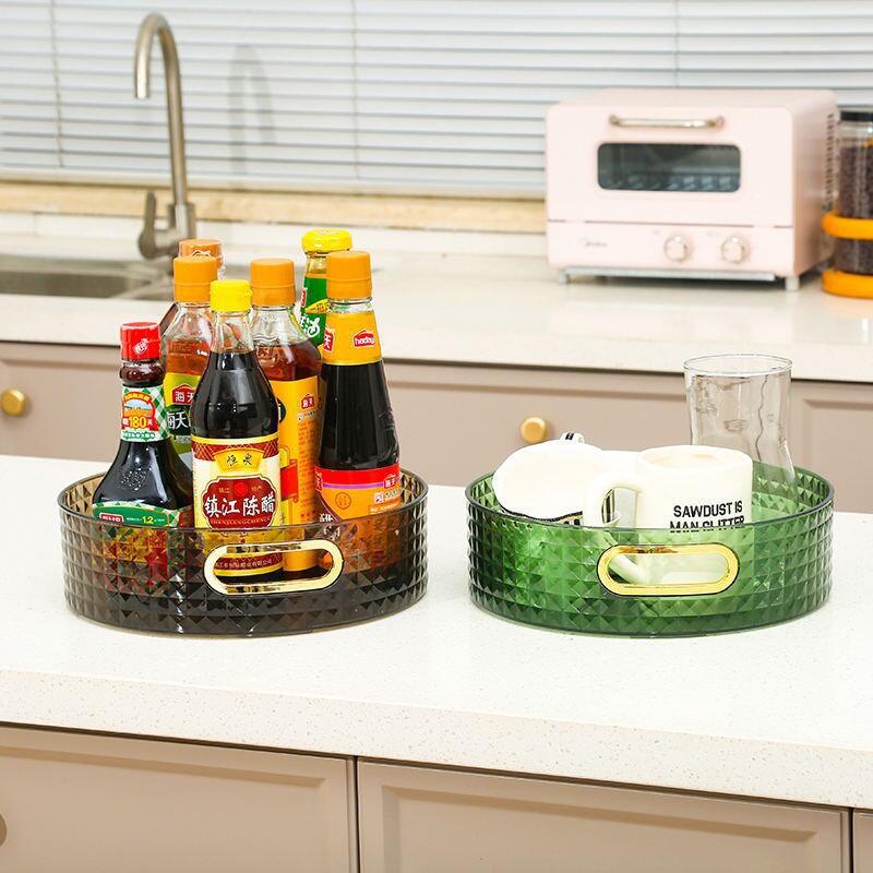 Transparent light luxury PET cosmetics multi-functional brick stone debris snack storage basket kitchen finishing box supplier