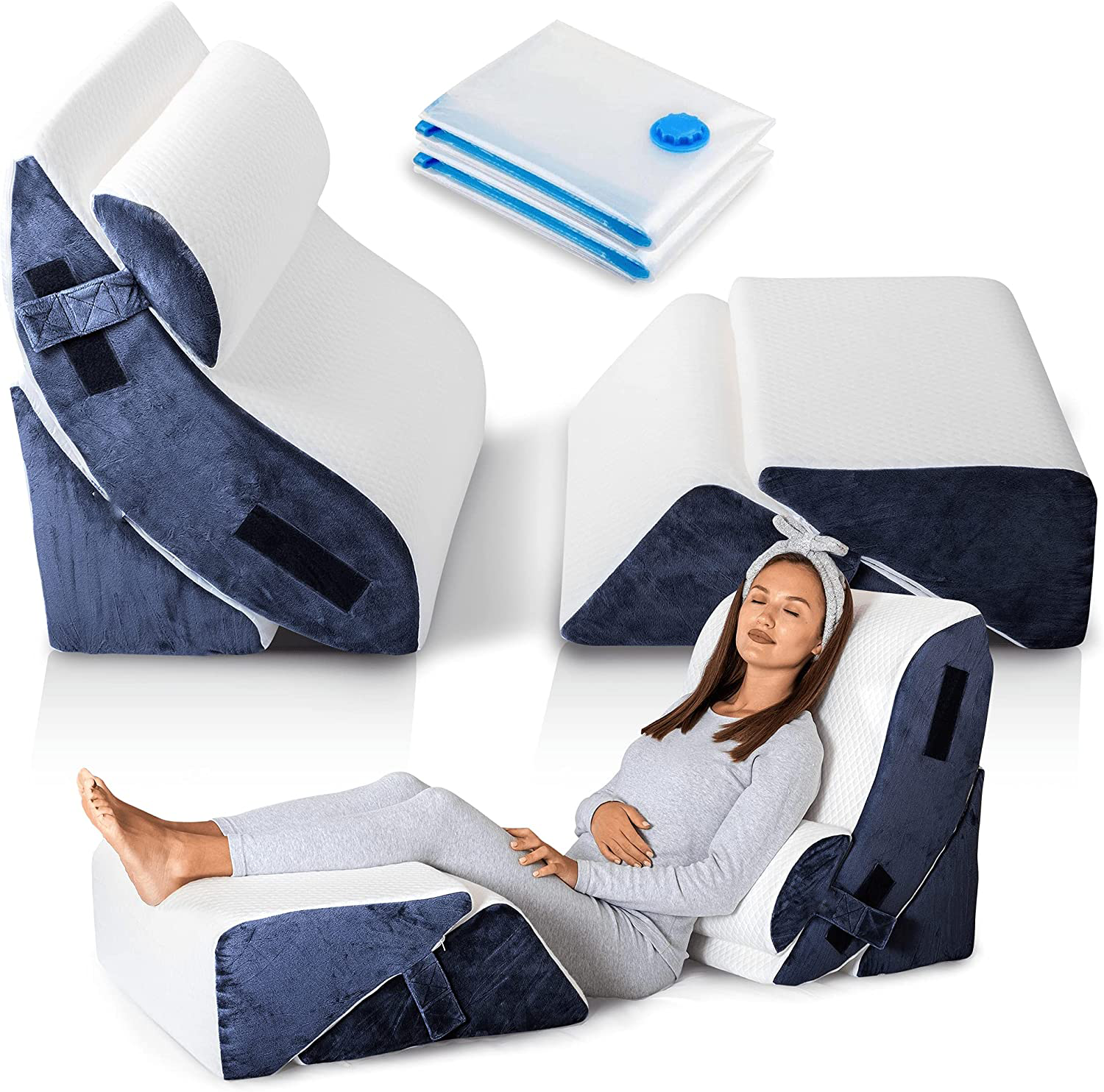 5 Pcs Adjustable Relaxing System Leg Elevation Pillow  Memory Foam Bed Wedge Pillows for Back Support, Pain Relief and Recovery manufacture