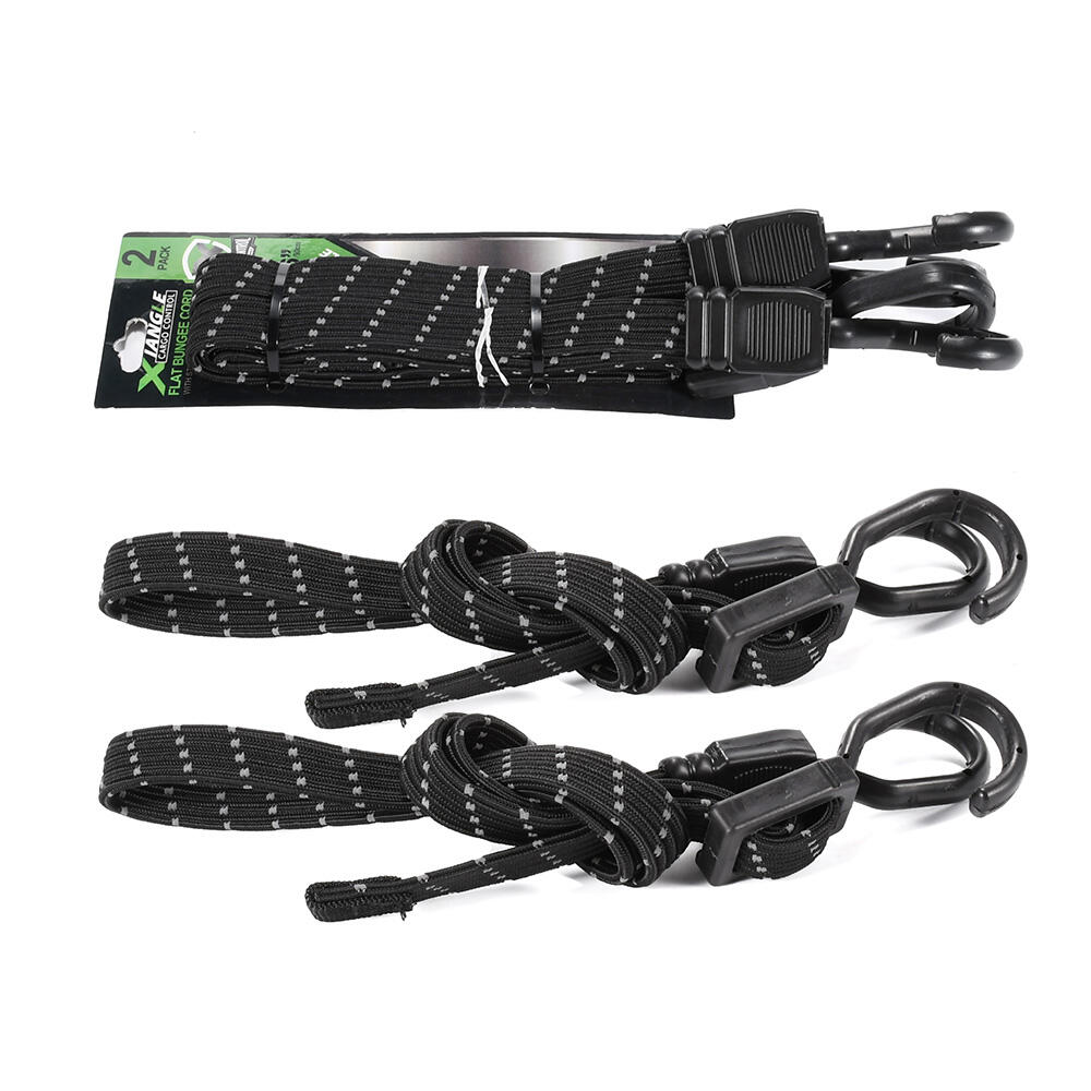 2pk rubber latex elastic black flat bungee cord with hooks factory