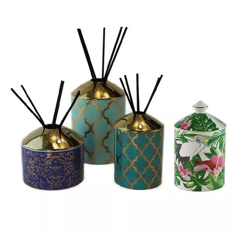 Luxury porcelain diffuser bottles perfume ceramic containers aroma reed diffuser sticks bottles wholesale jar with gift box