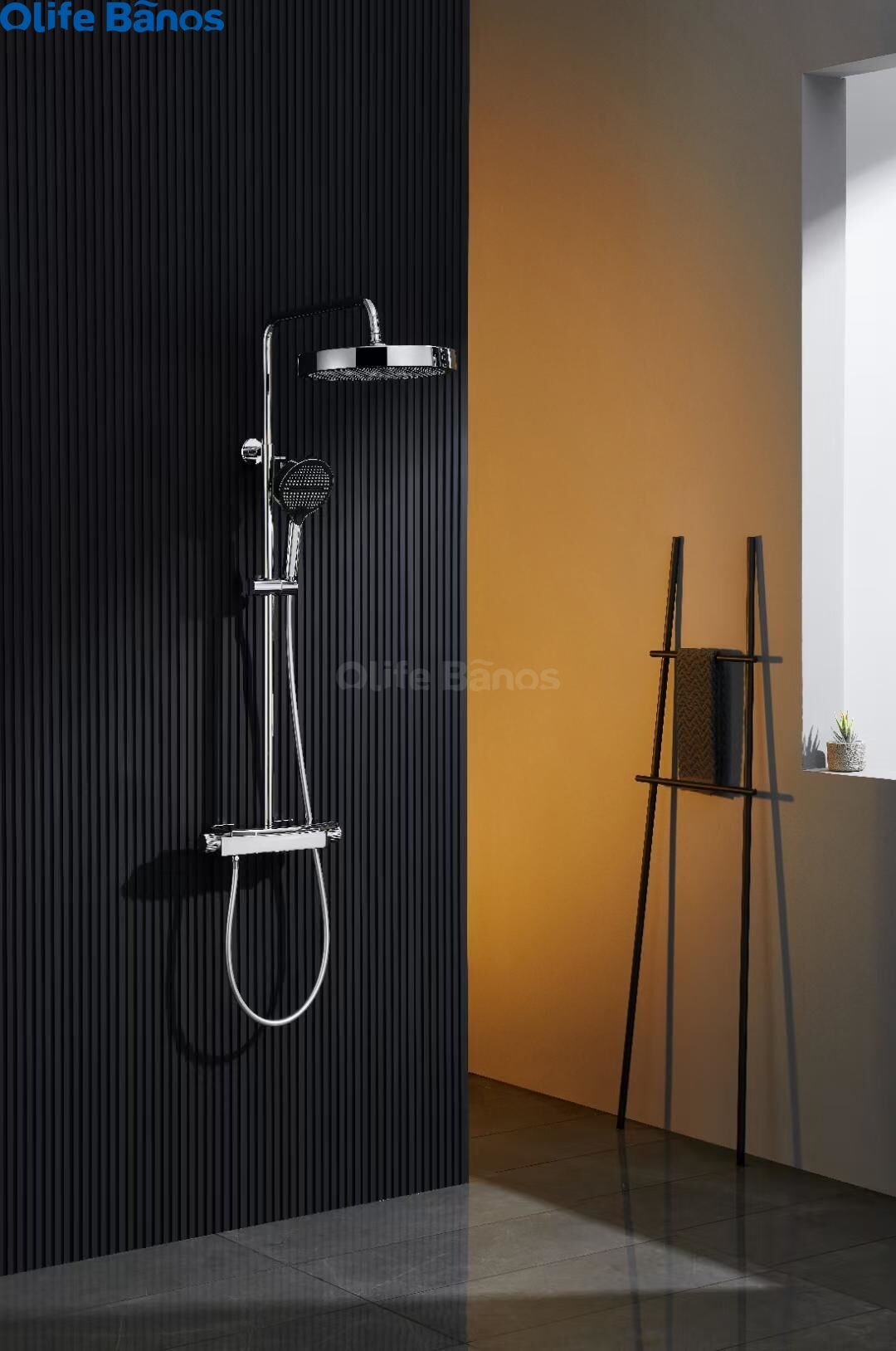 Olife Banos Grey Piano Button Chrome Brass Hot and Cold Ambient Light Bathroom Digital Display r System Sets Rainfall Shower Set manufacture