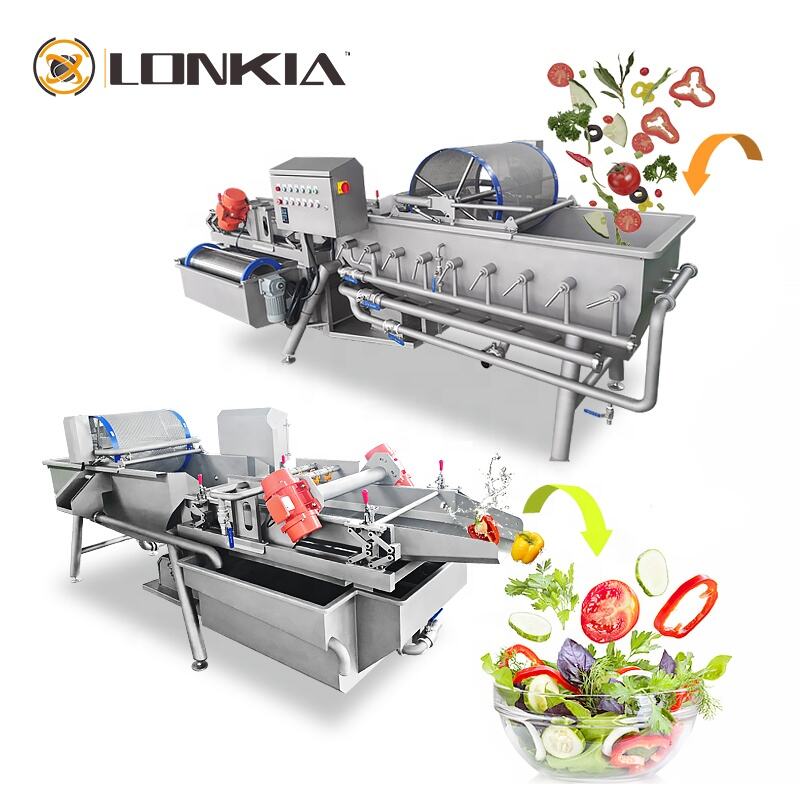 Salad vortex cleaning and cutting production line