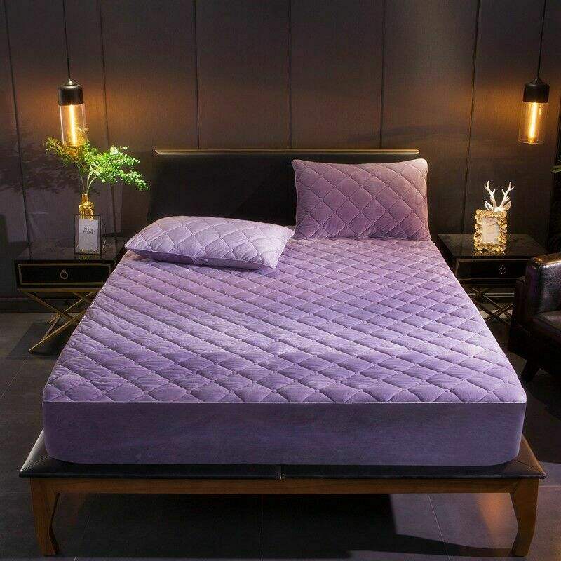 Soft Plush Warm Bed Fitted Sheet Protector Velvet Quilted Thicken mattress cover supplier