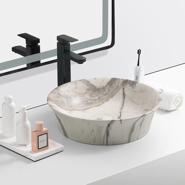 modern Customized sink new design handmade  above mount marble top basin supplier