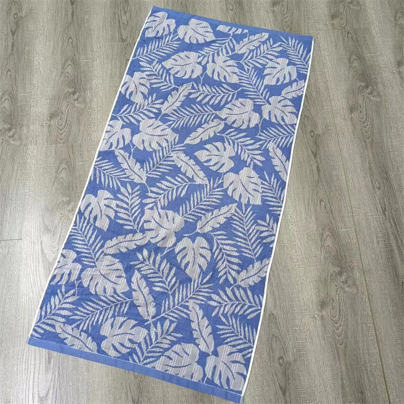 Custom LOGO Soft Absorbent Palm Leaf Pattern 100% Cotton Jacquard Bath Shower Towels for Home Beach Towels Spa Body Wrap Towels supplier