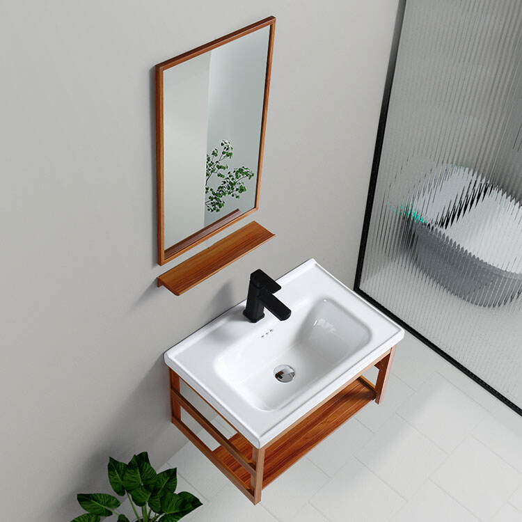 Wall Mounted Bathroom Vanity with Smart LED Mirror Cabinet Sintered Stone Vanity Top Integrated Sink factory