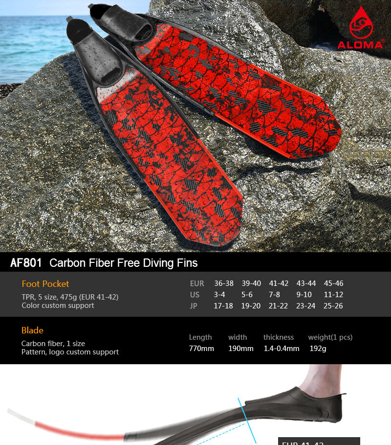 Aloma Best python texture fins flexible underwater pure carbon fiber Freediving long blade diving fins Spearfishing Fins supplier