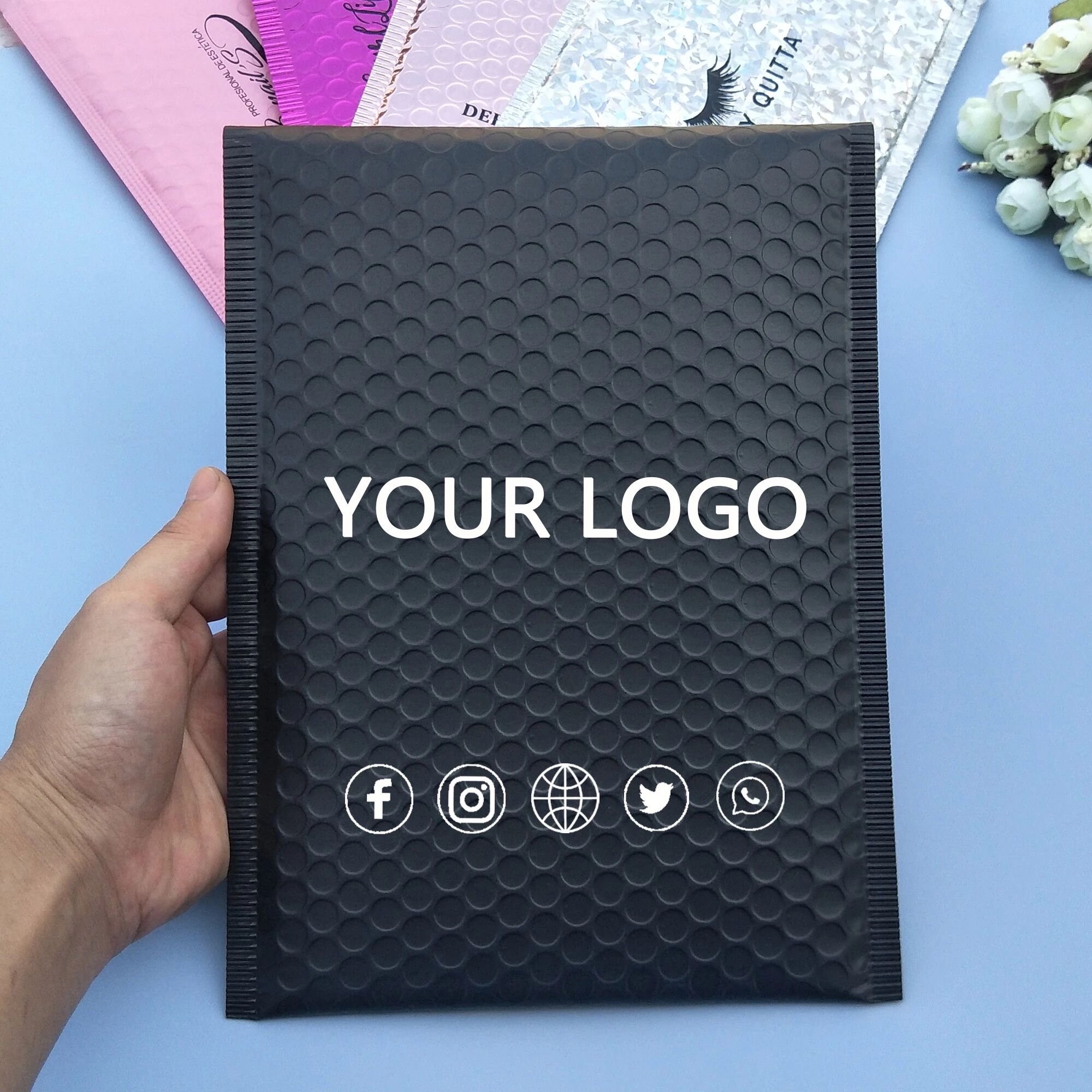 OEM Eco Friendly Design Matte Waterproof 6x10 Padded Envelopes Biodegradable Black Custom Compostable Bubble Mailer With Logo supplier