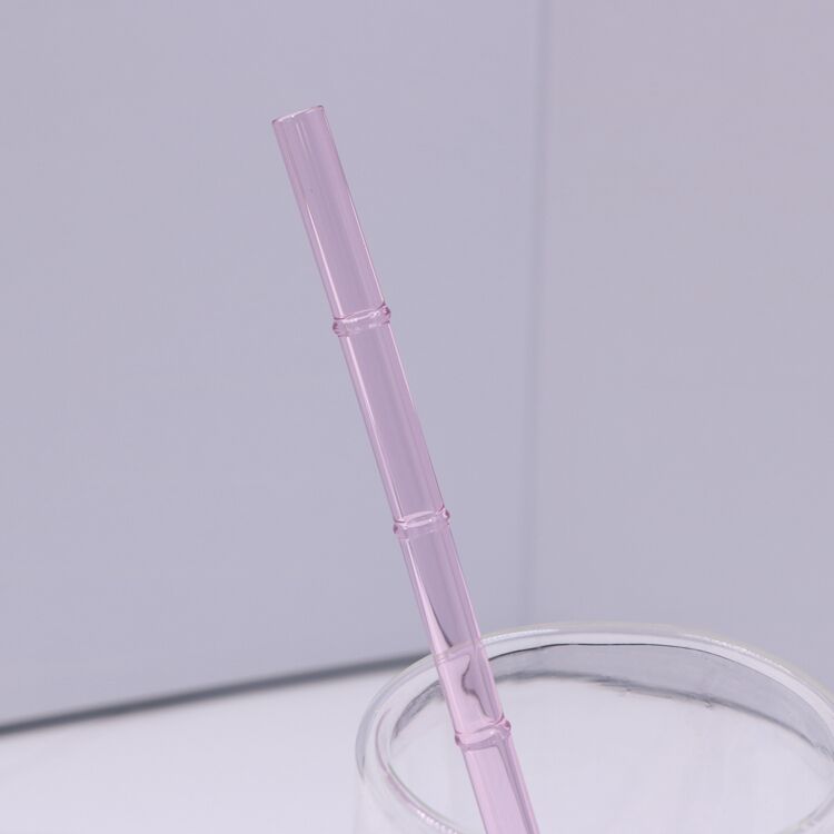 8mm Coloured Borosilicate Bamboo Design Glass Straw details