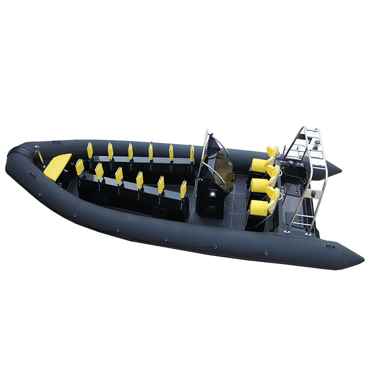 Rigid High Quantity 7m Hot Sale 23ft Luxury Hypalon Boat Motor Outboard 12 Persons Fiberglass Rib Boat For Sale factory