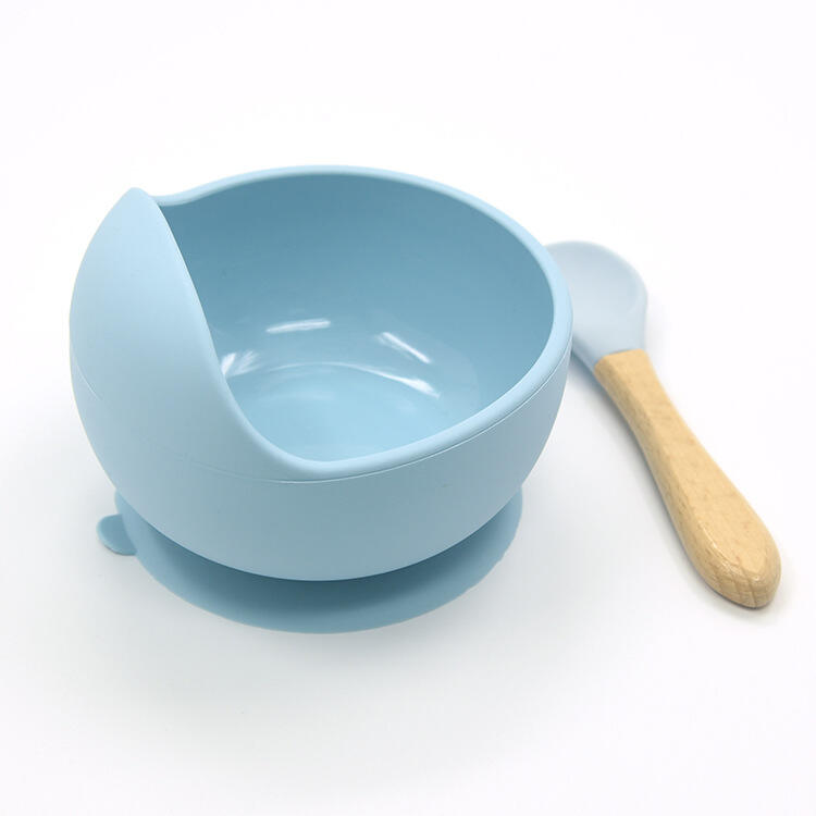 Silicone Stay Put Suction Bowl for Toddlers Baby Non-Slip Feeding Bowl Training Plate Sucker Bowl Set with Spoon supplier