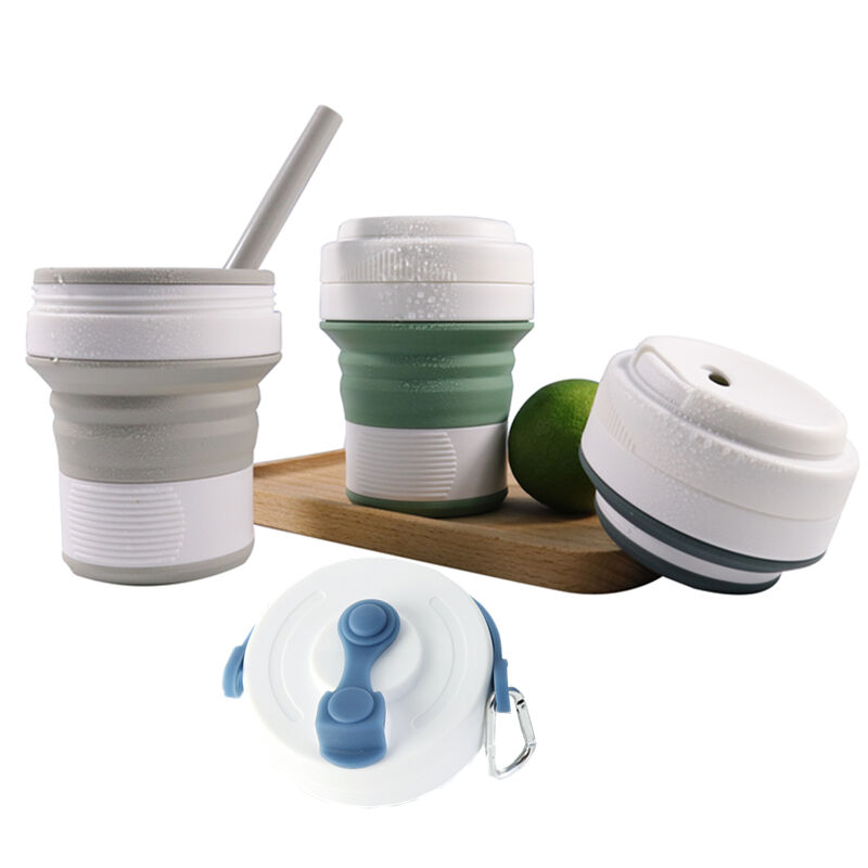 Reusable Silicone Collapsible Cup 450ml With Lid And Straw details