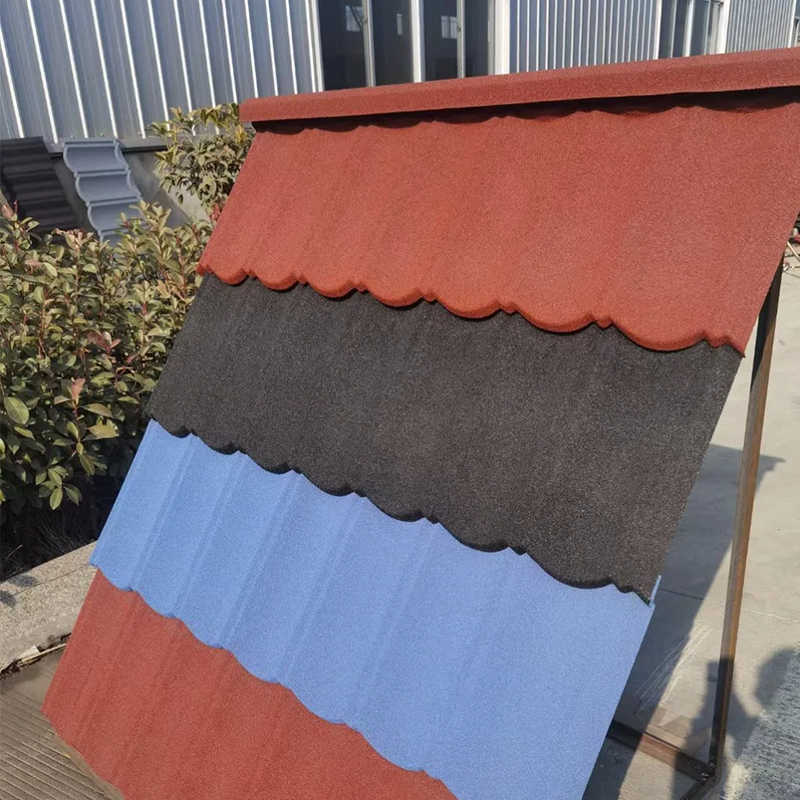 High quality  Stone Coated Metal  0.3mm Bond/ARC Tile Style Stone Chip Roof Tile Factory Price for Saudi Arabia details