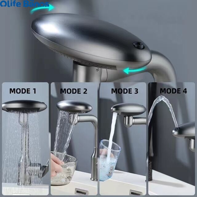 Olifebanos bathroom 304 4 functions Delux Single handle chrome basin faucet mixer deck mounted washroom counter top sink faucet details