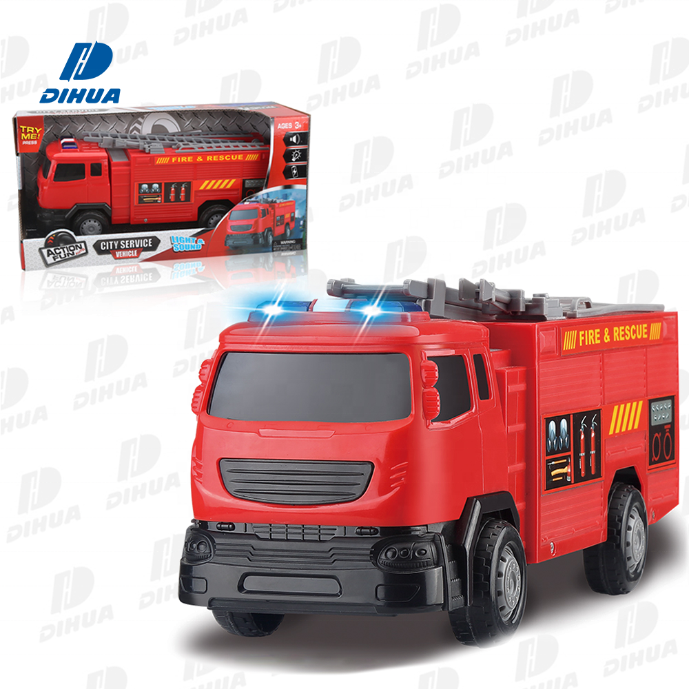 ACTION FUN - City Rescue Vehicle Toy with Realistic Working Sirens Sound, Freewheel Working Emergency Light Fire Engine Vehicles
