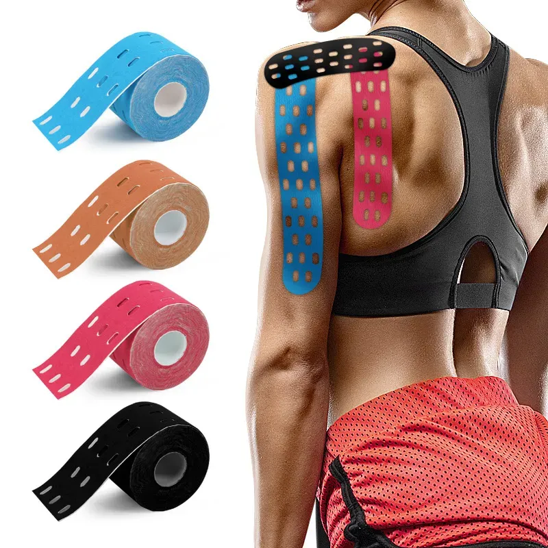 Anthrive Multicolor 5cmx5m Perforated Sports Safety KT Tape Waterproof Punched Kinesiology Tape With Holes details